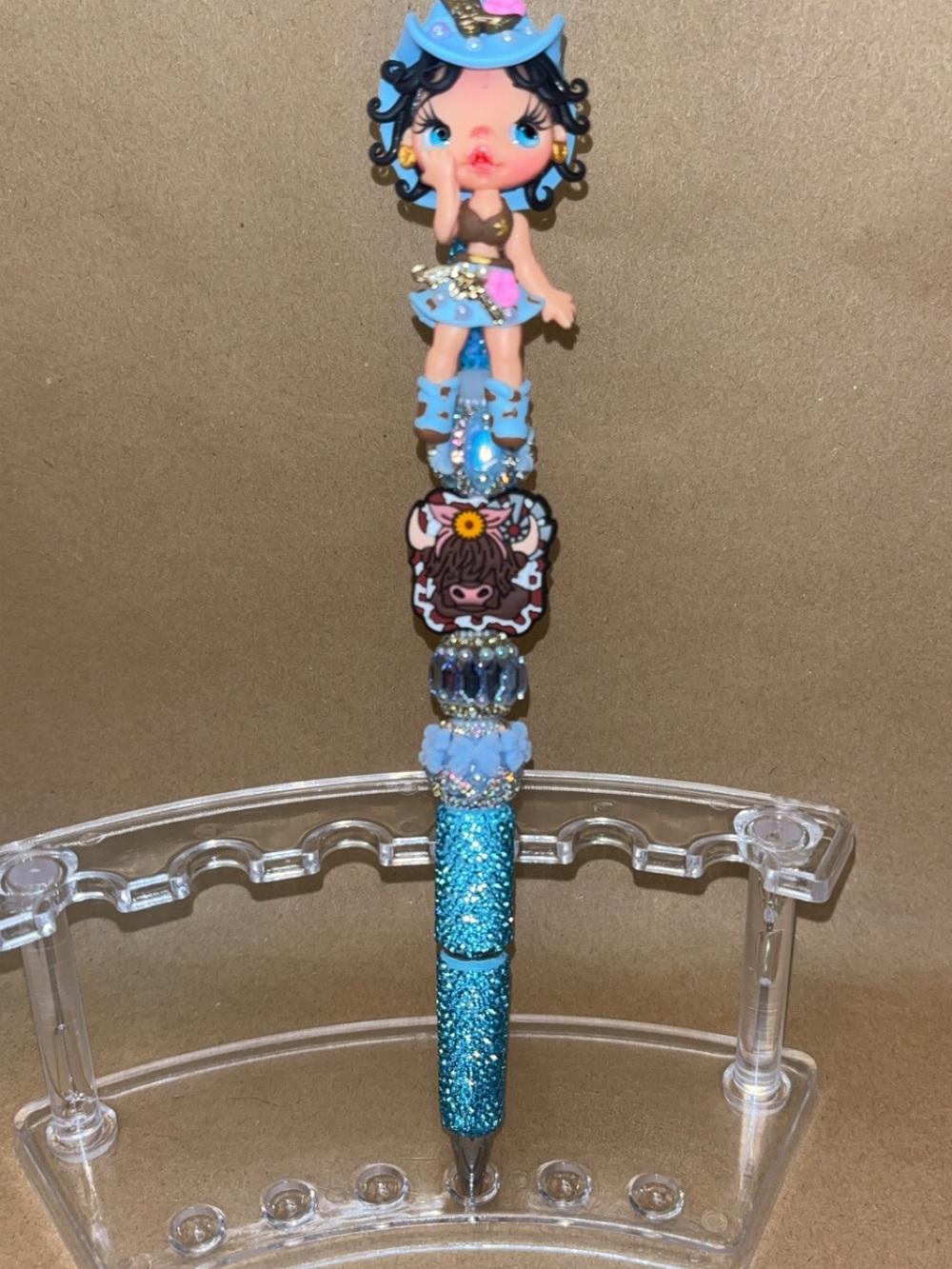 Blue Glitter Doll Betty boop pen